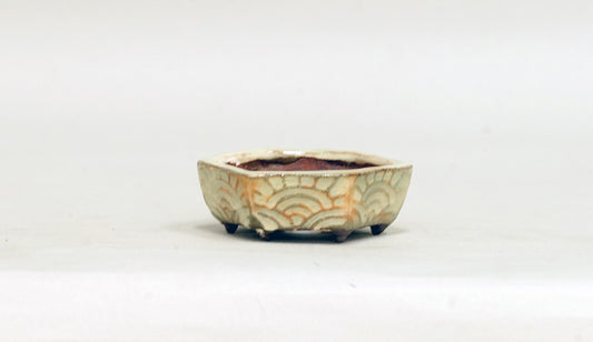 波模様六角押し鉢 月山 6.5cm JG338