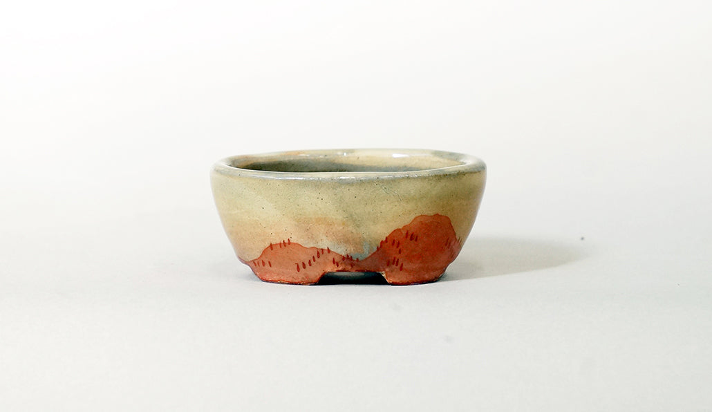 赤絵深め小判鉢 月山 6cm JG353