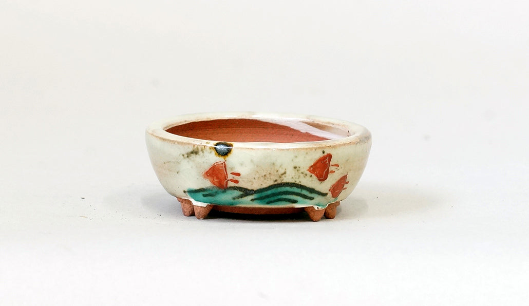赤絵波千鳥丸鉢 月山 6cm JG360