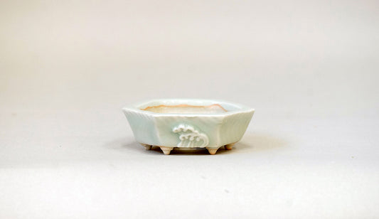 青白磁六角鉢 白波 月山 7cm JG365