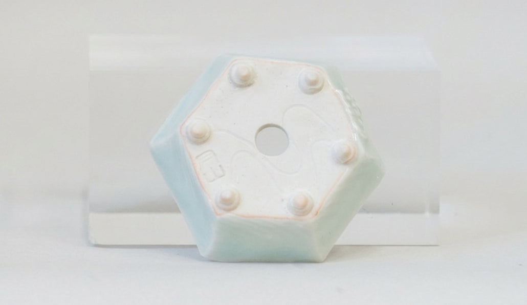 青白磁六角鉢 白波 月山 7cm JG365