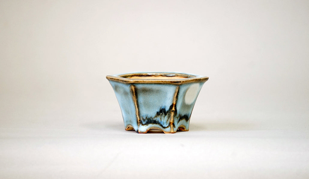 山と月の六角鉢 月山 7cm JG413