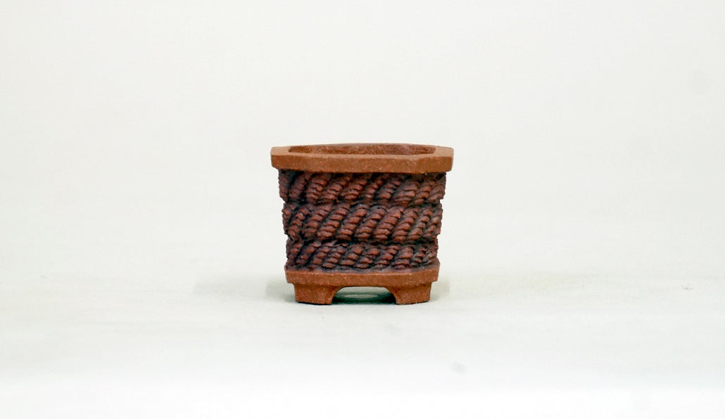 縄模様の正方鉢 コブ 3.2cm KB018　