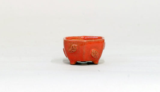葉っぱレリーフの六角鉢 みさき圭 3.7cm K021