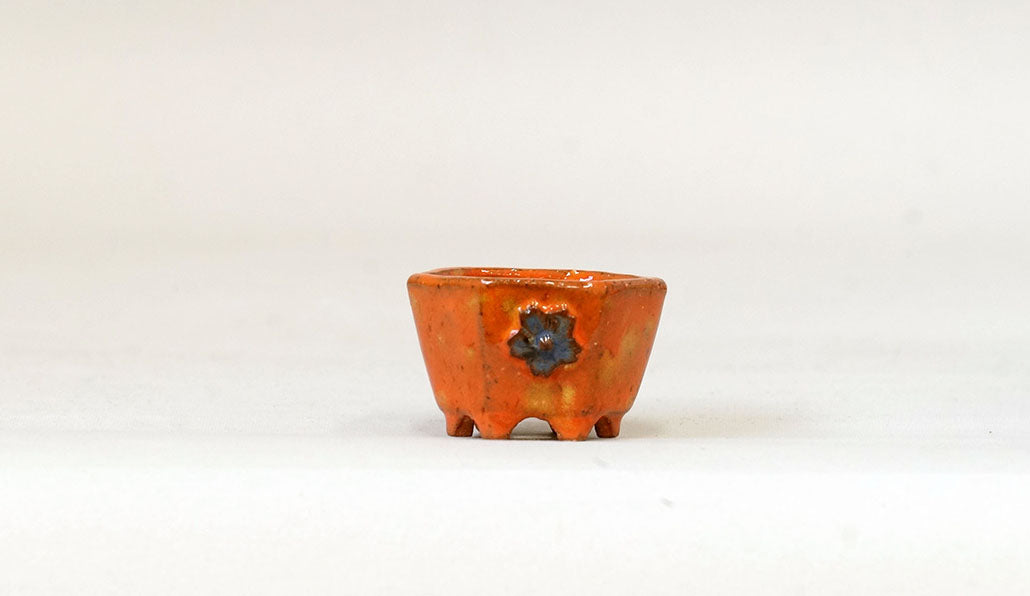 再入荷！お花のレリーフ六角鉢 みさき圭 4cm K042