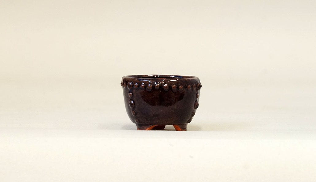 パープルの鋲打ち丸鉢 みさき圭 4.3cm K049