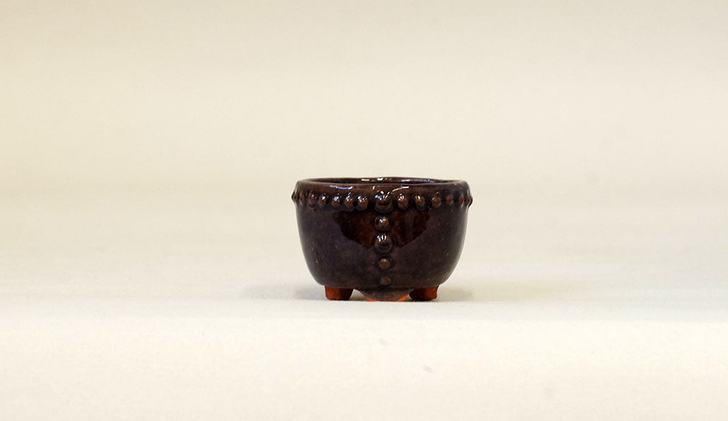 パープルの鋲打ち丸鉢 みさき圭 4.3cm K049