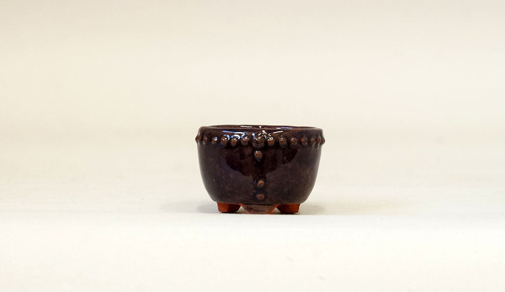 パープルの鋲打ち丸鉢 みさき圭 4.3cm K049