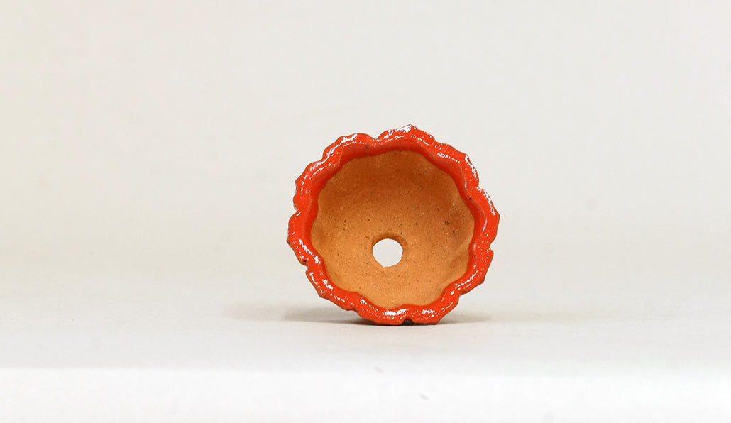 朱色の輪花鉢 みさき圭 5cm K057