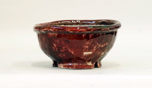 赤色の丸鉢 てるみ 14cm T020　