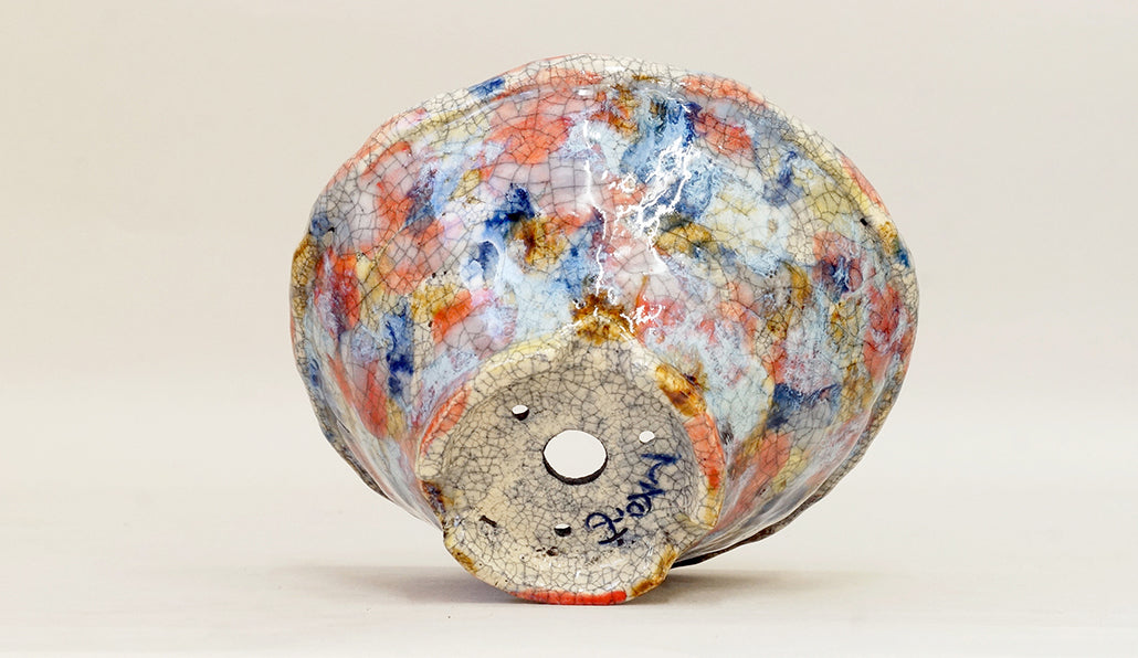 赤と青と黄の丸鉢 てるみ 17cm T049