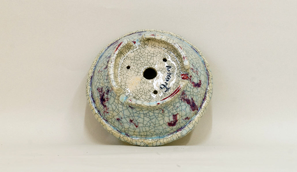 透きとおった水色の浅丸鉢 てるみ 14cm T056