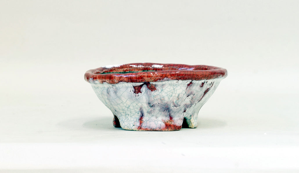 白が流れる丸鉢 てるみ 13.5cm T057