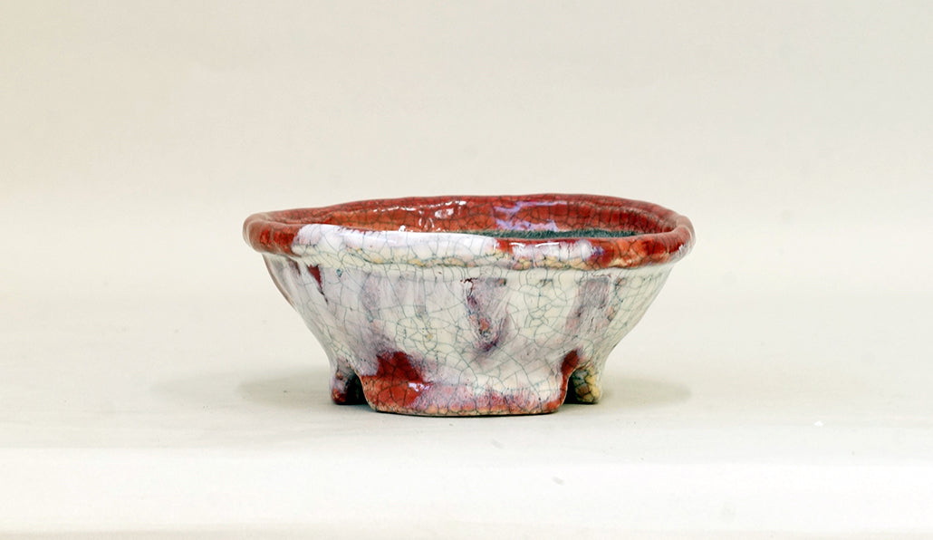 白が流れる丸鉢 てるみ 13.5cm T057