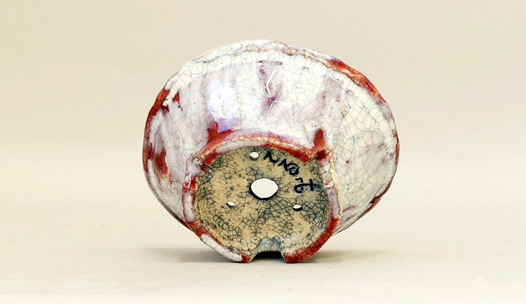 白が流れる丸鉢 てるみ 13.5cm T057