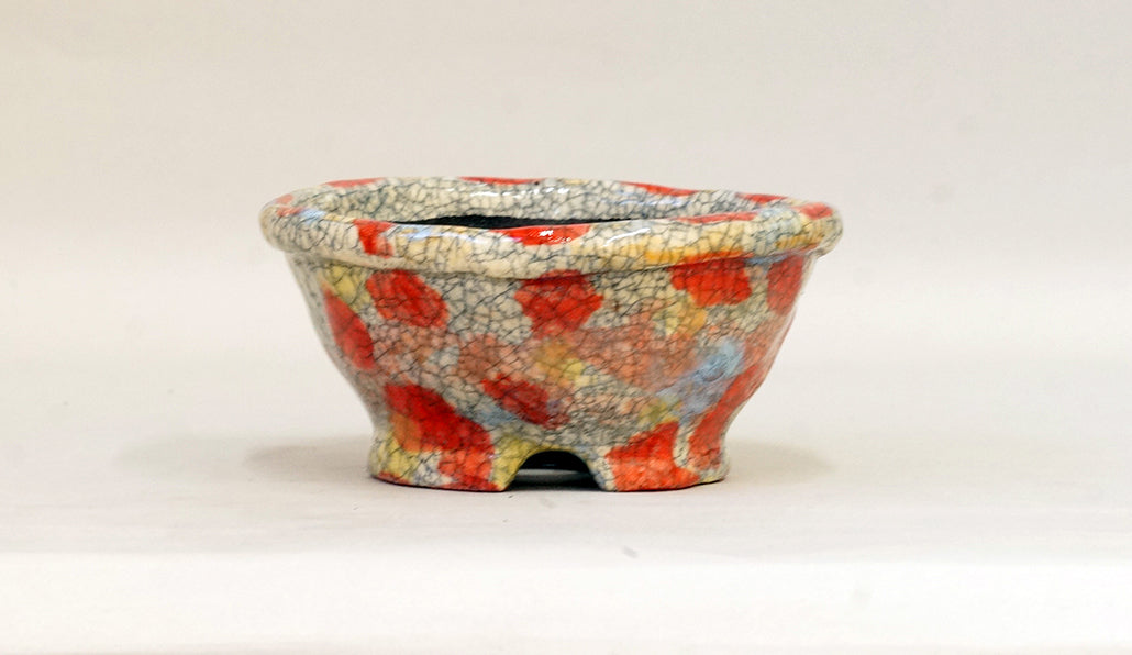 明るいオレンジとイエローの丸鉢 てるみ 13cm T059