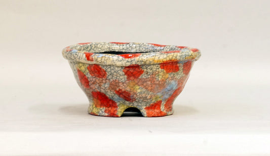 明るいオレンジとイエローの丸鉢 てるみ 13cm T059