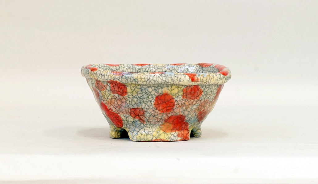 明るいオレンジとイエローの丸鉢 てるみ 13cm T059