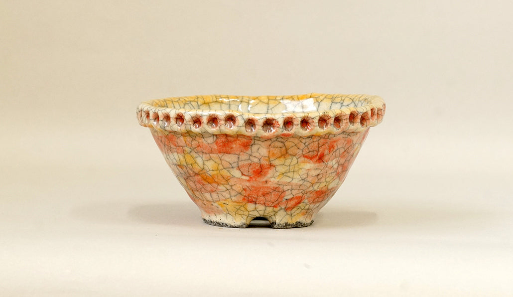 ピンクと赤と黄色の丸鉢 てるみ 14.3cm T063