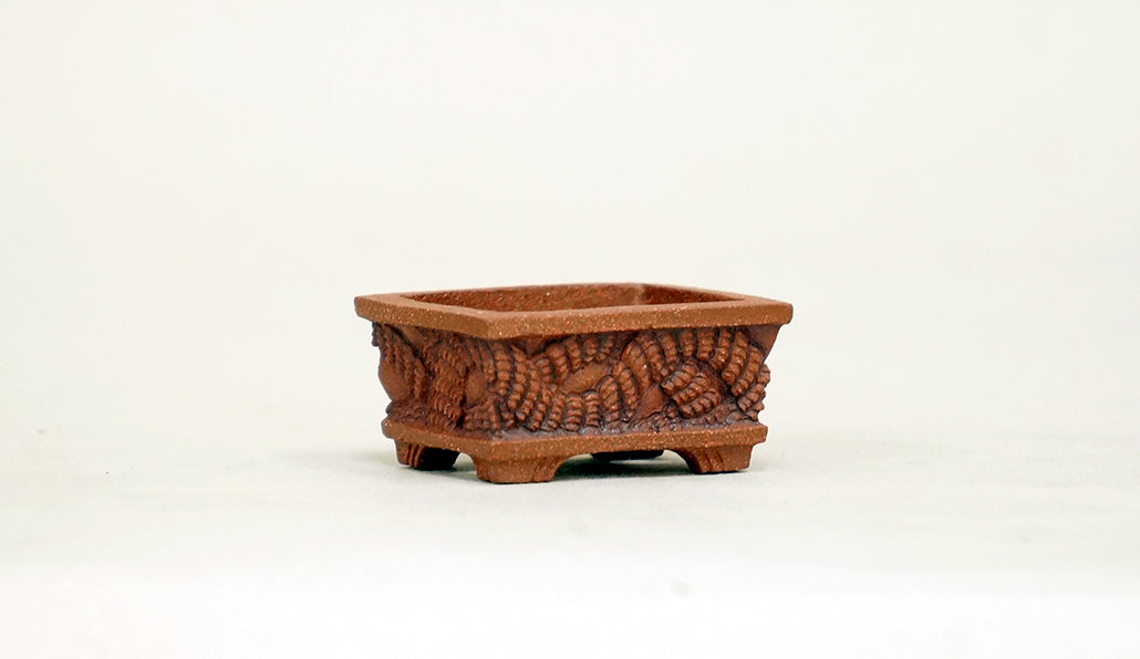 ねじれた縄目の長方鉢 コブ 3.3cm KB027