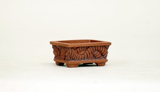 ねじれた縄目の長方鉢 コブ 3.3cm KB027